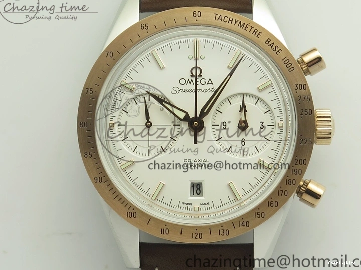 0324 Minimalist Speedmaster ’57 Co-Axial SS RG OMF 1:1 Best Edition White Dial On Leather Strap A9300 (Free Leather Strap) 8072